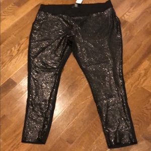 NWT LANE BRYANT BLACK SEQUIN LEGGINGS 22-24